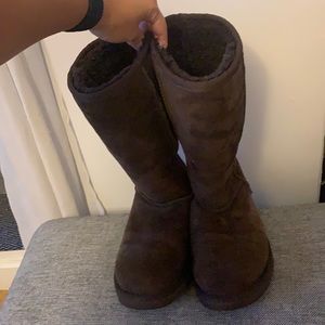 Classic Ugg Dark Brown 12” high boots, size 7